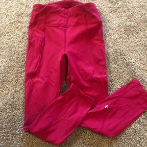 lululemon time to sweat crop ruby 23”